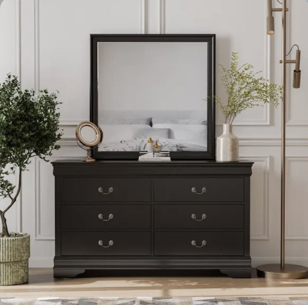 black Wood dresser with mirror
