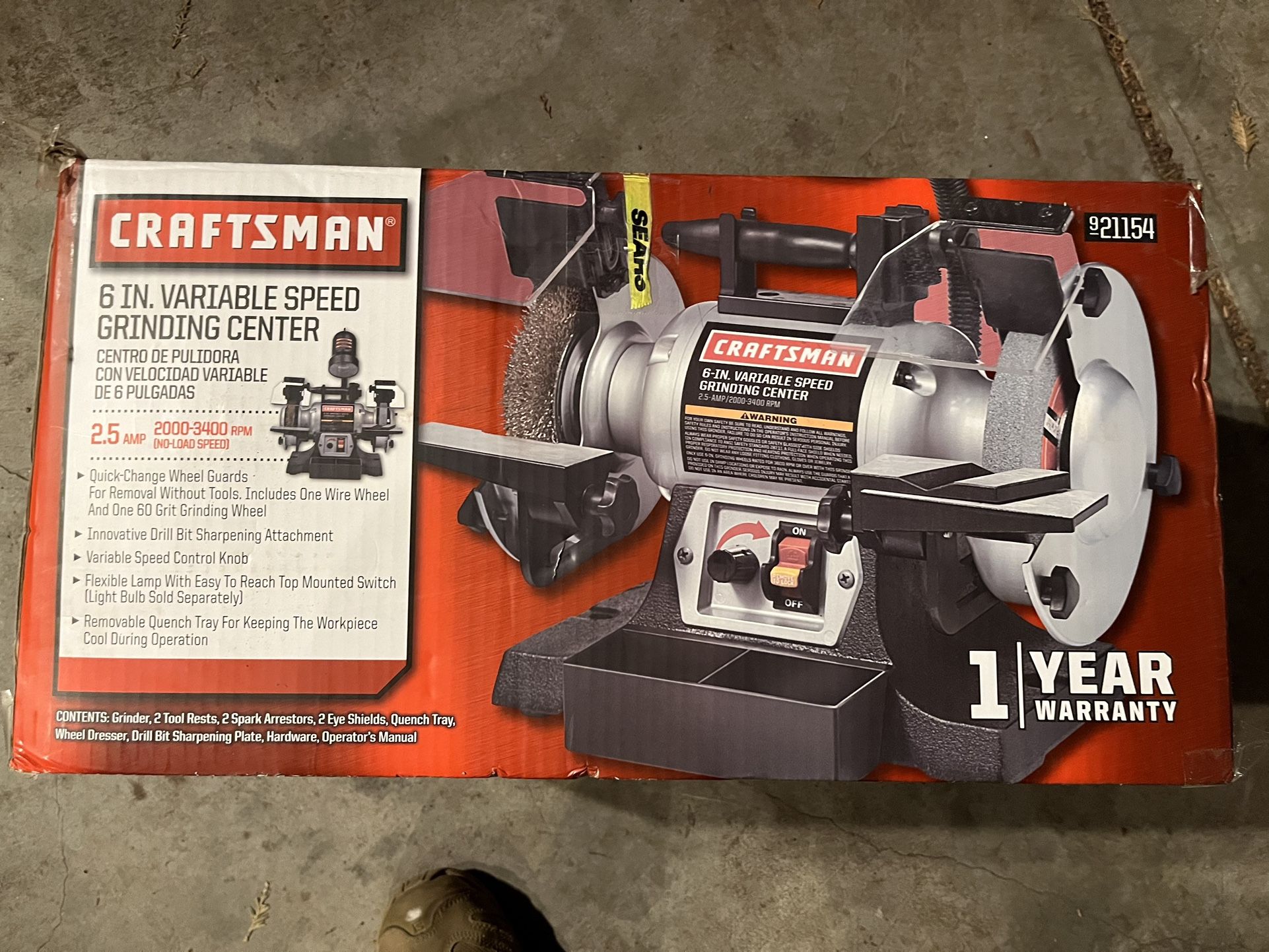 CRAFTSMAN 921154 6" Variable Speed Grinding Center Bench Grinder Station