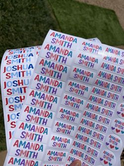 Back To School Name Labels Vinyl Stickers 