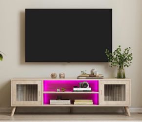 Boho Style M Boho Brown/Bamboo Style LED TV Stand – 57”