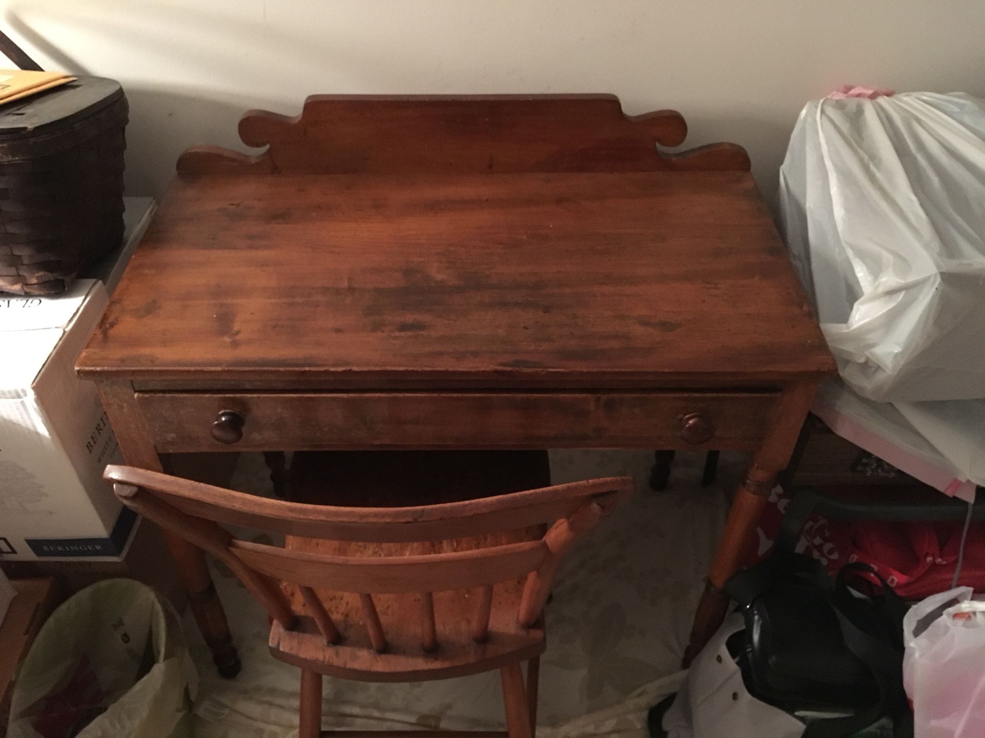 Antique desk and chair