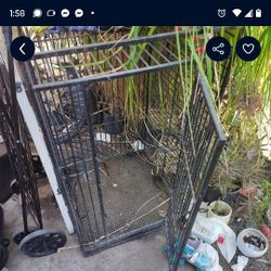 Iron Parrot Cage In Good Shape Sets Flat On The Ground 