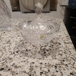 24 Lead Crystal Covered  Heavy Weight Dish