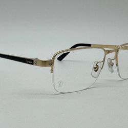 SANTOS DE CARTIER RECTANGULAR HALF RIM EYEGLASSES 100% GENUINE CT0103O ~$1480