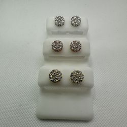 Brand New!! VVS White, Rose, and Yellow Moissanite Honeycomb Earrings!! (Sterling Silver) (Pass Diamond Tester)