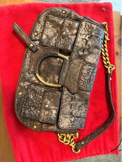 Dolce & Gabbana (D&G) Vintage Distressed Metallic Leather Shoulder Bag