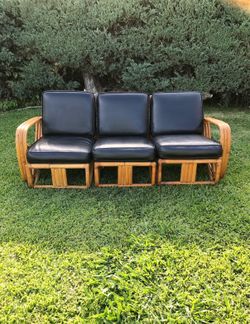 Mid Century Bamboo Sofa