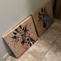 Zebra Giraffe Wall Paintings 