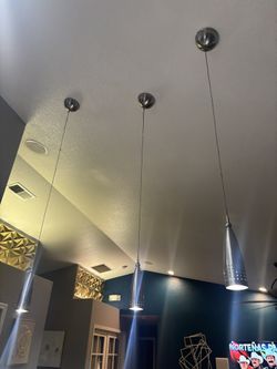 3 Pendant Lights; 8 Inches Each, Stainless Steel 