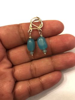 Blue chalcedony and crystal earrings