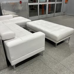 White Sectional With Ottoman And Recliners