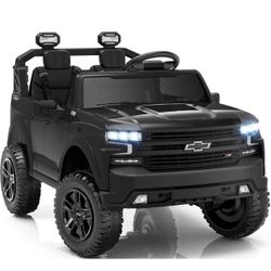 First Ride On 24V 2 Seater Ride on Toys Licensed Chevrolet Silverado, Electric Vehicle with Remote Control and Seat Belts, Electric Ride On Truck wtih