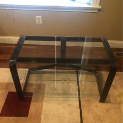 Glass TV Stand with Black Frame