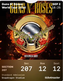 Guns N' Roses World Tour 2026 Concert Ticket