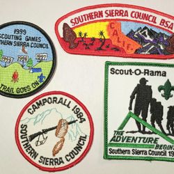 Vintage BSA Patch Lot 4pc Southern Sierra Council 80s 90s Camporall Scout O Rama