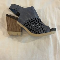 Boho Chunky Blue Heels 