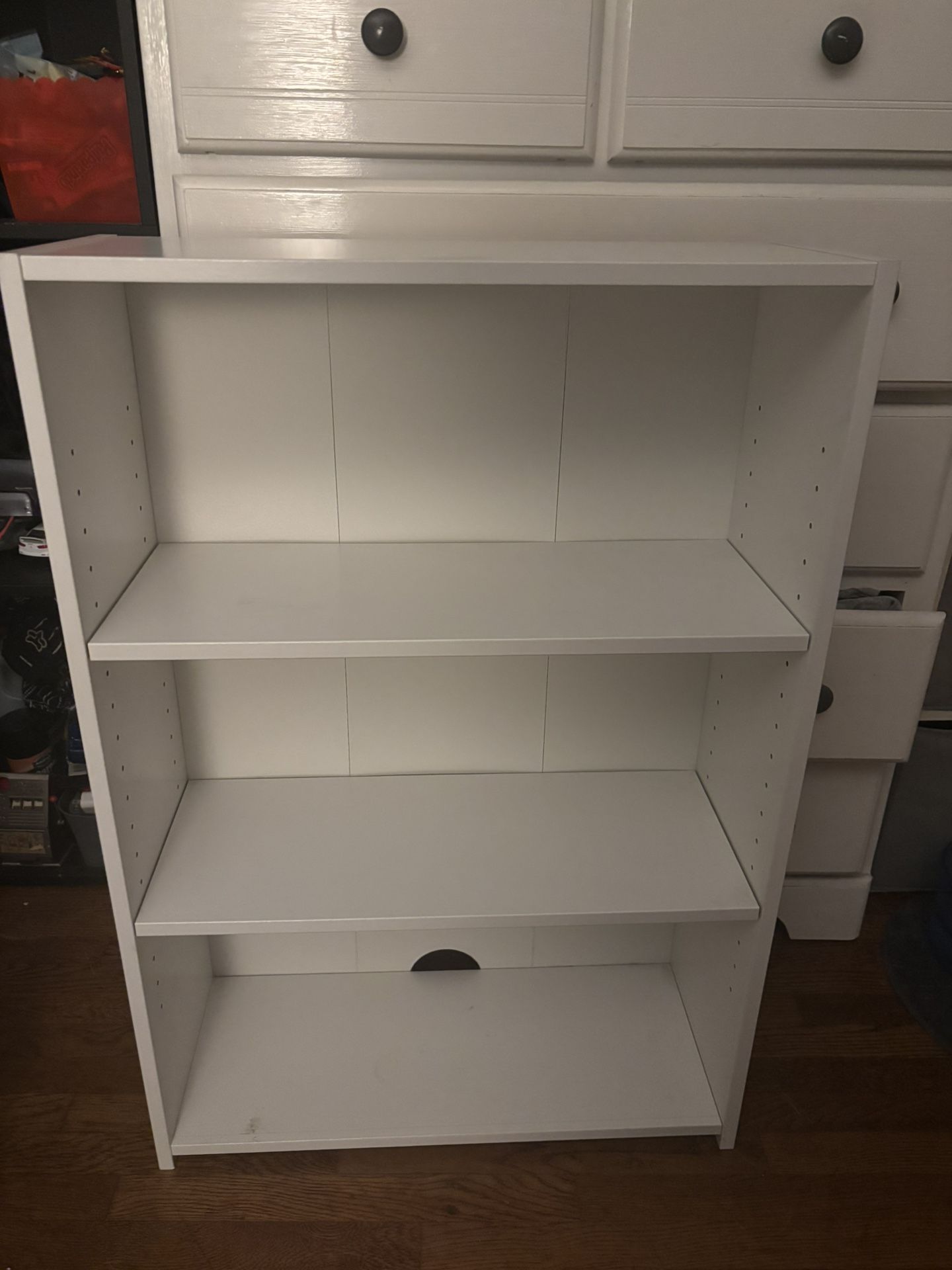 white book shelf 