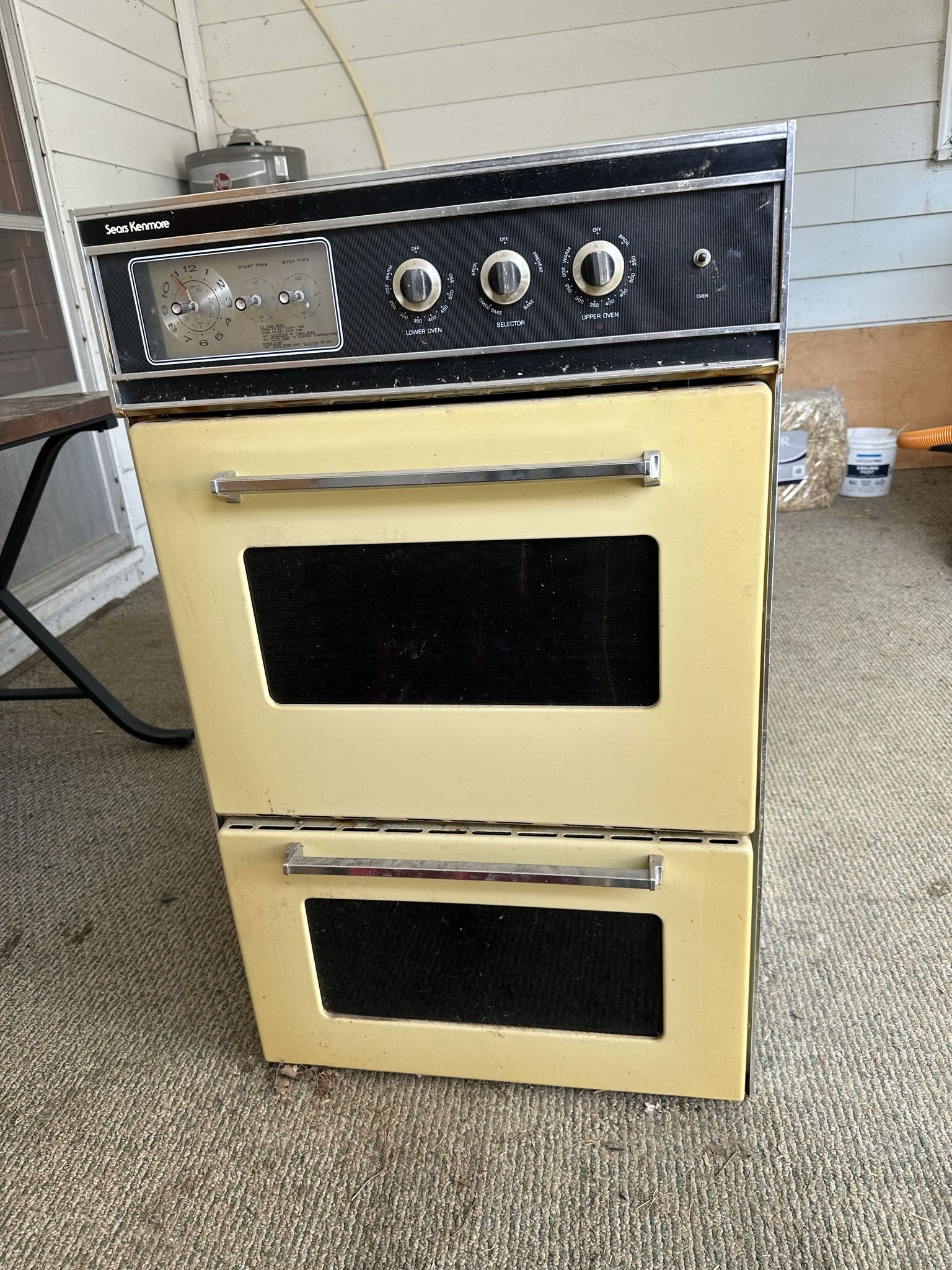 Vintage double wall oven yellow Sears Kenmore Electric