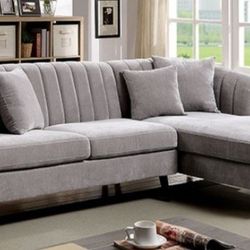 Brand New Grey Sectional Sofa (Pillows Included)