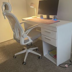 Study Table with 2 Drawers & Rolling Chair – Moving Sale