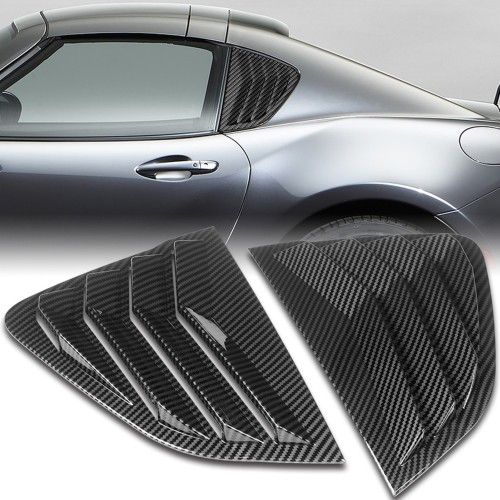 For 2017-2024 Mazda MX-5 Miata Carbon Look Side Window Louvers Scoop Cover Vent -(2-WP-2723-CF