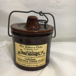 Vintage Century Pride Wisconsin Cheese Stoneware Crock Jar Chef Wire Bail Lid