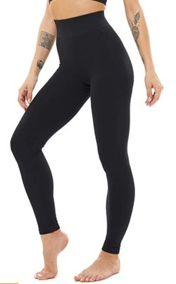 Thick Tummy Control Fleece Lined Leggings for Women Compression High Waisted Warm Yoga Pants

