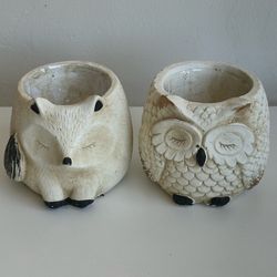 Woodland Animals Succulent Pots - Pair