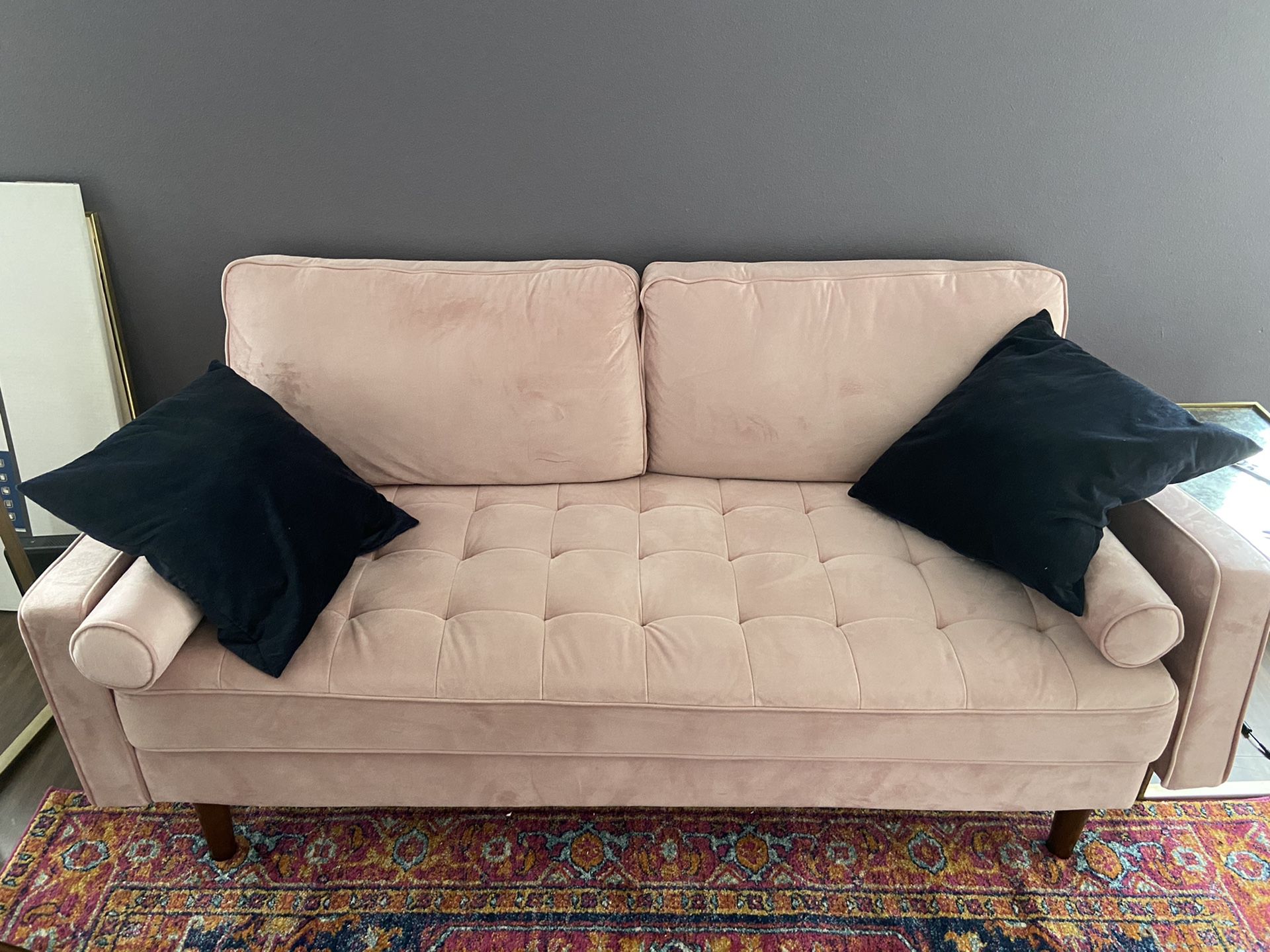 Pink Mid Century Modern Couch (Practically New)