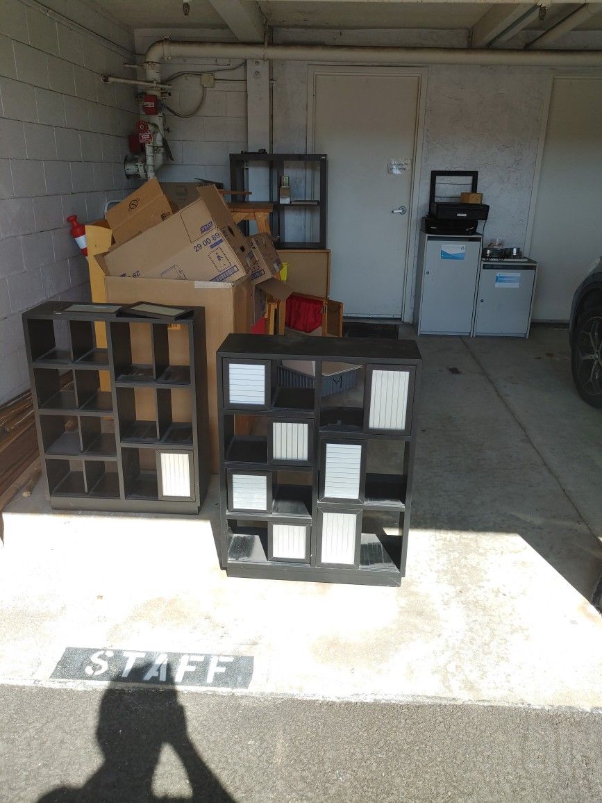 Cubby Shelf With Sliding Doors