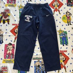 Navy Blue Nike Sweatpants Embroidered Logo On Left Leg Relaxed Fit Size Medium 