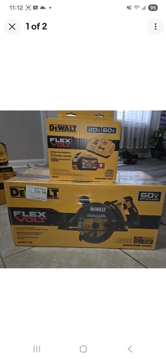 DeWALT DCS577B 60V 7-1/4-Inch Worm Drive Style Circular Saw - 9ah Battery Fast Charger