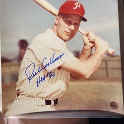 Richie Ashburn HOF Signed Phillies Baseball 8x10  Autograph with HOF INSCRIBED & COA