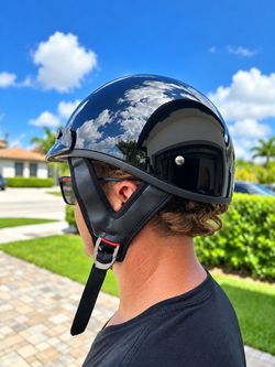 Fulmer Gloss Black Half Helmet with Visor