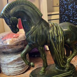 Ceramic Tang Horse Green Glazed 12’ Statue 