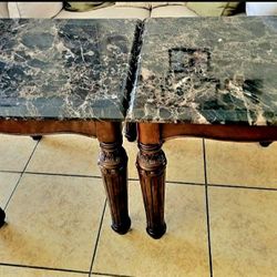 Granite End Table & Table Lamp
