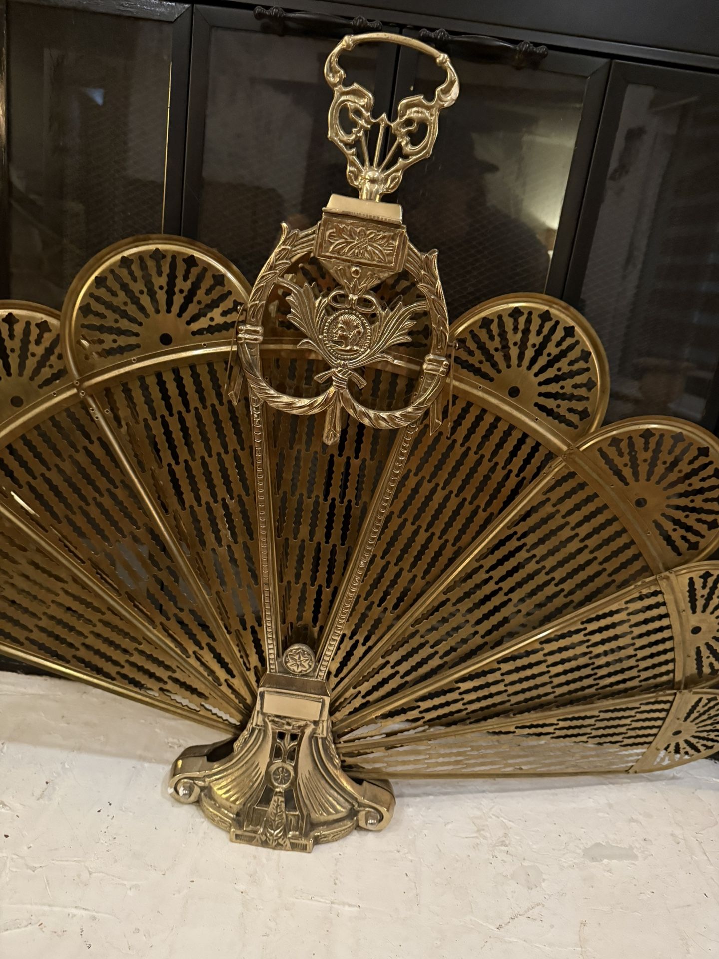Peacock Brass Fireplace Screen