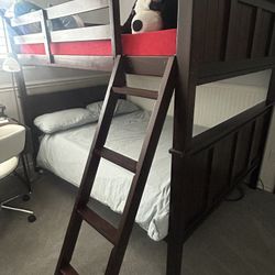 Solid Wood Full-over-Full Bunk Bed + 2 Mattresses – Sturdy & Ready to Use