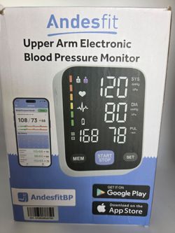 Andesfit Upper Arm Blood Pressure Monitor - Bluetooth - Large & XL Cuffs
Open Box - Like New