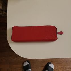 Red Leather COACH Pencil Case