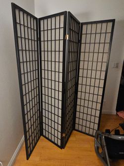 Room divider shoji screen paper wood Black separator