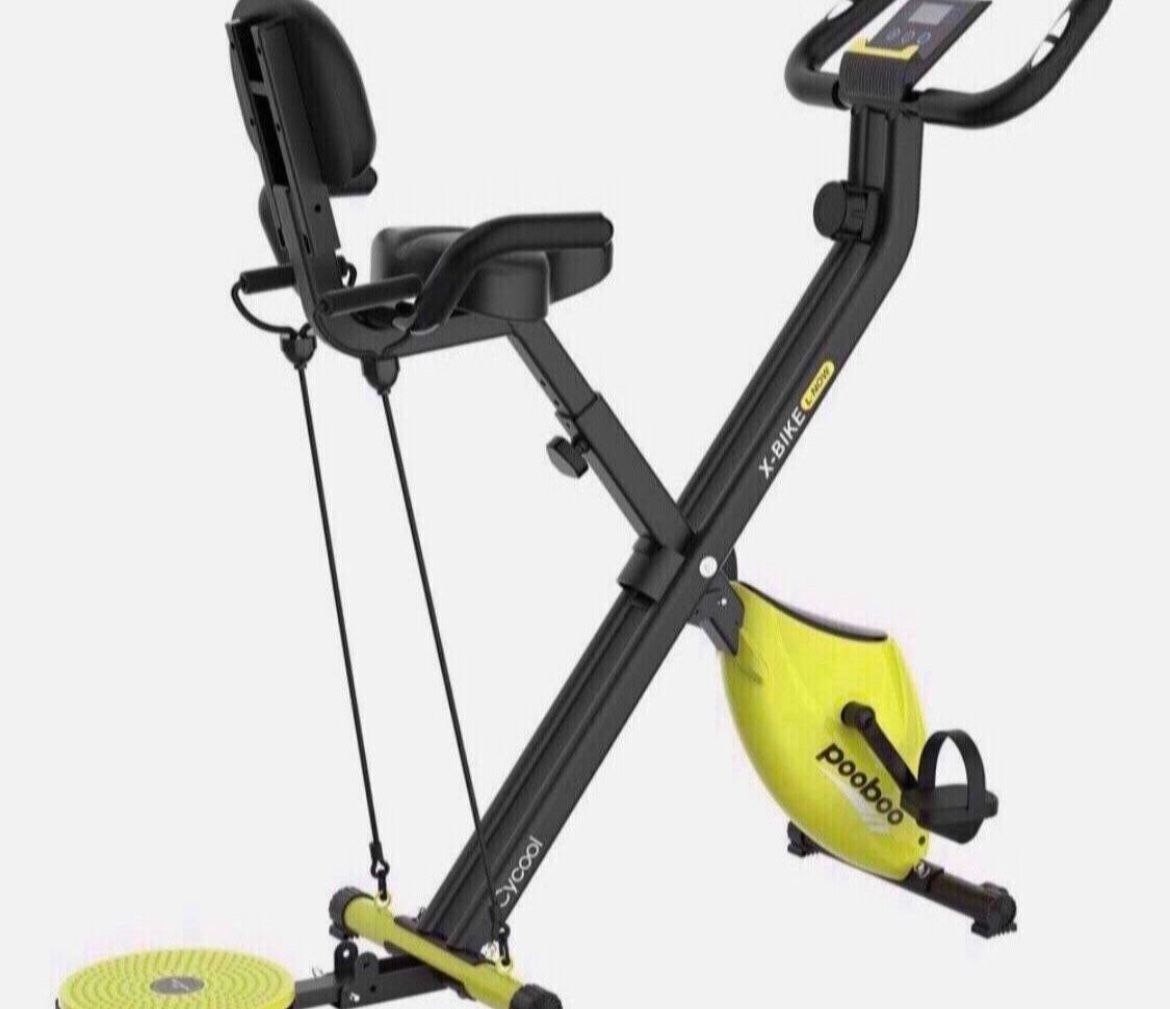 4in1 Folding Exercise Bike Indoor Cycling Bike Stationary Bike Magnetic X Bike