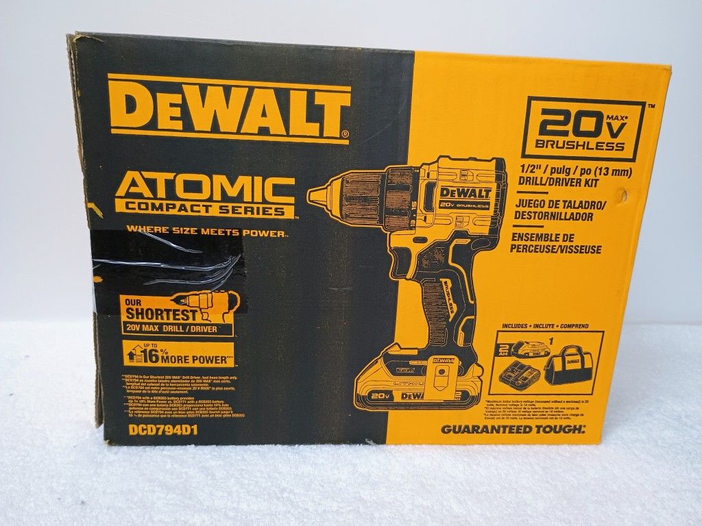 DEWALT
ATOMIC 20-Volt Lithium-Ion Cordless Compact 1/2 in. Drill/Driver Kit with 2.0Ah Battery, Charger and Bag