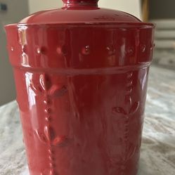 Vintage Kitchen Canister/Cookie Jar in Cranberry Red
