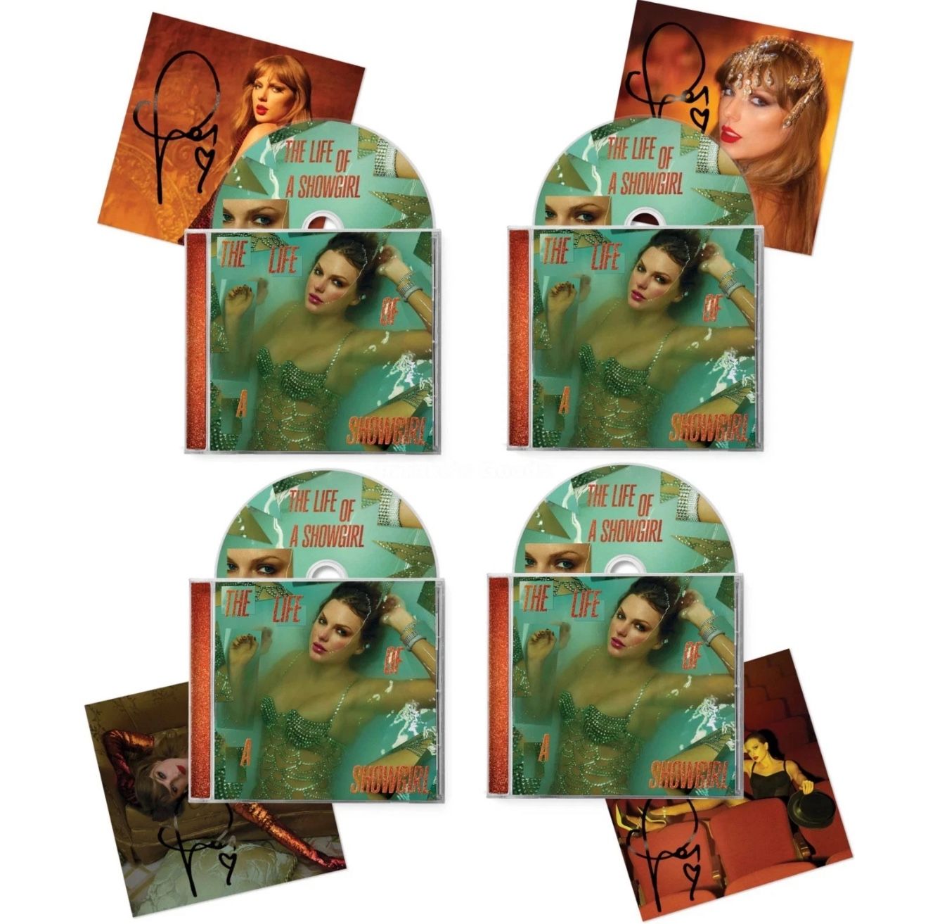 Taylor Swift The Life of a Showgirl CD + Hand Signed Photo Set of 4 | IN HAND