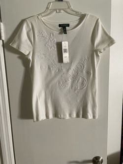 Lauren Ralph Lauren Petite/M Tee shirt with embroidery New with tag