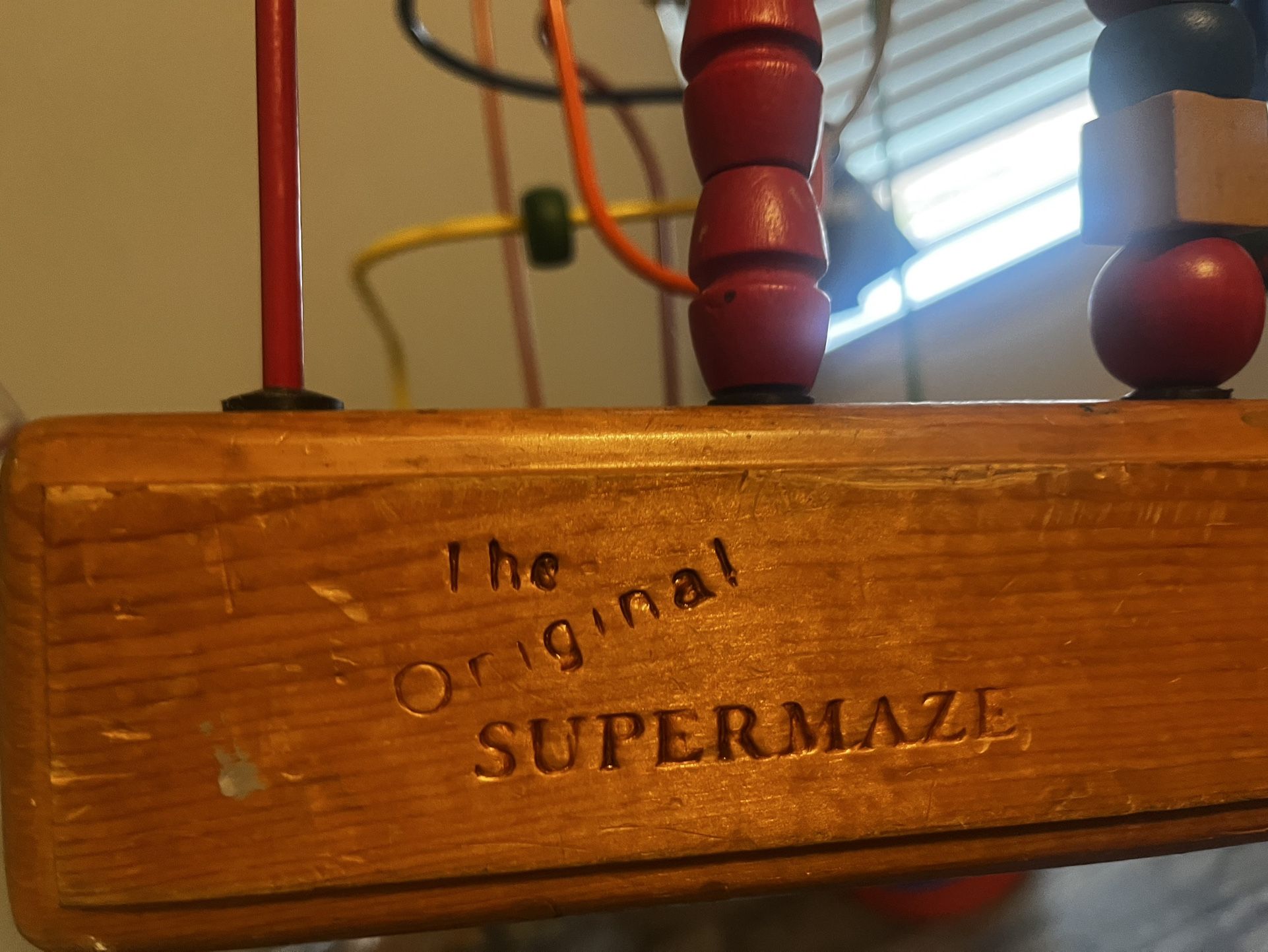 THE ORIGINAL SUPERMAZE LARGE WOODEN BEAD ROLLER COASTER ACTIVITY MAZE TOY-Authentic