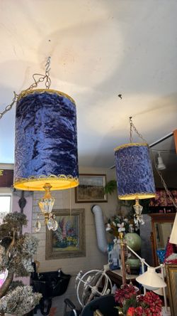 Vintage original velvet blue hanging lights