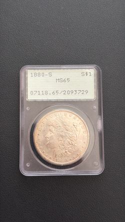 1880-S Morgan Silver Dollar MS65 PCGS OGH Rattler with toning