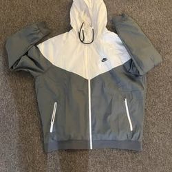 Nike Windbreaker Jacket — White & Gray (Men, Size XXL)